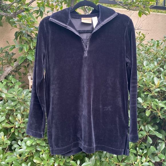 Liz Claiborne Black Velvet/Velour Tunic. Size Small. EUC! - Picture 1 of 4
